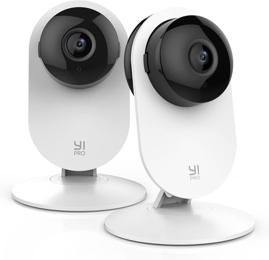 YI Pro 2K Home Security Camera, 2.4Ghz Wired Indoor Camera with Person, Vehicle, Animal Smart Detection, Phone App, Compatible with Alexa and Google Assistant 2Packs