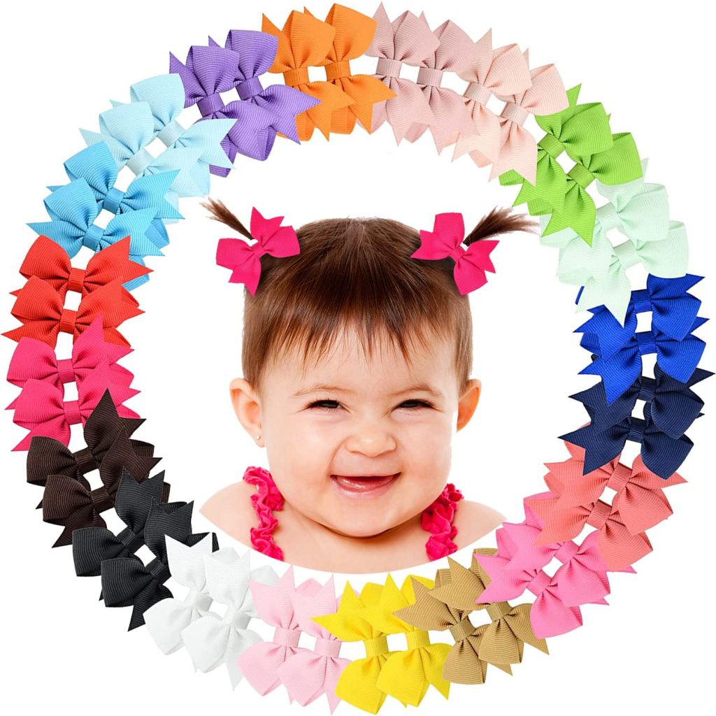 Baby Hair Clips Fully Lined Bows Tiny Alligator Clips