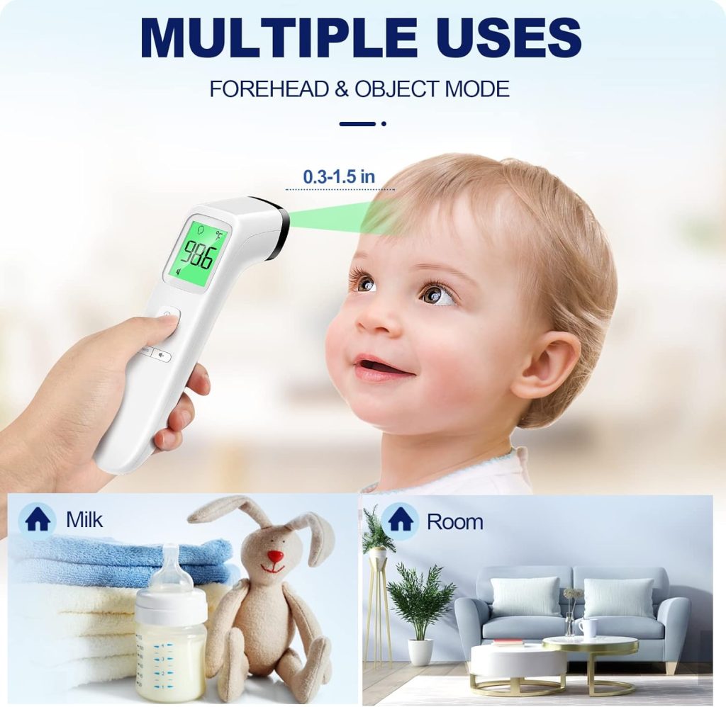 No-Touch Thermometer for Adults and Kids, Accurate Digital Baby Thermometer, FSA HSA Eligible, Fever Alarm & Silent Mode, 2 in 1 Forehead & Object Thermometer