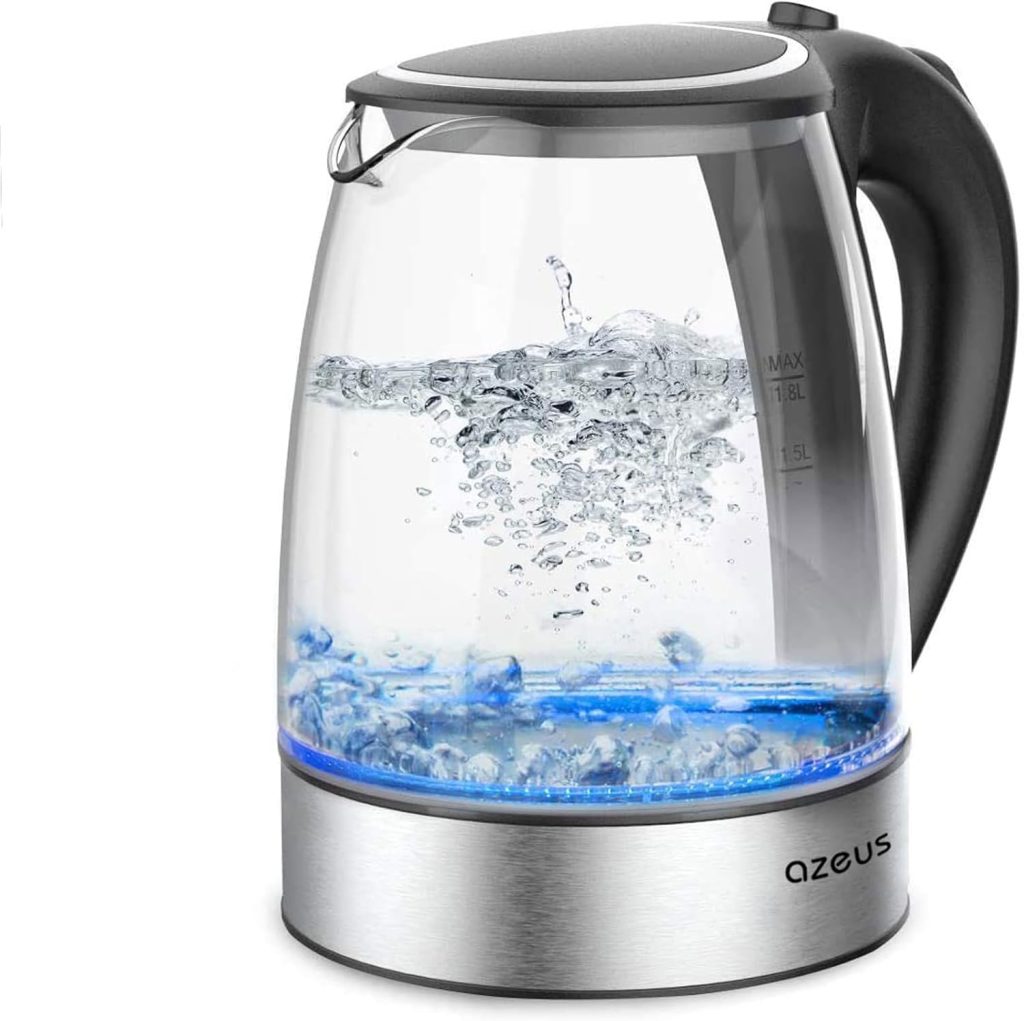 Fast Boil Electric Water Kettle, 1.8L Large Capacity with Auto Shut-Off and Boil-Dry Protection, BPA-Free Borosilicate Glass &Stainless Steel