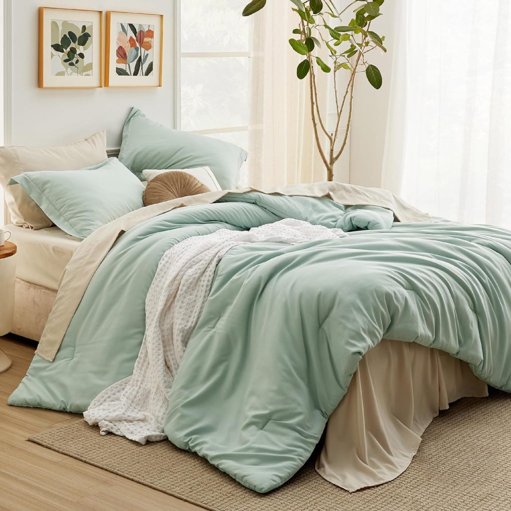 Bedsure Queen Comforter Set Sage Green